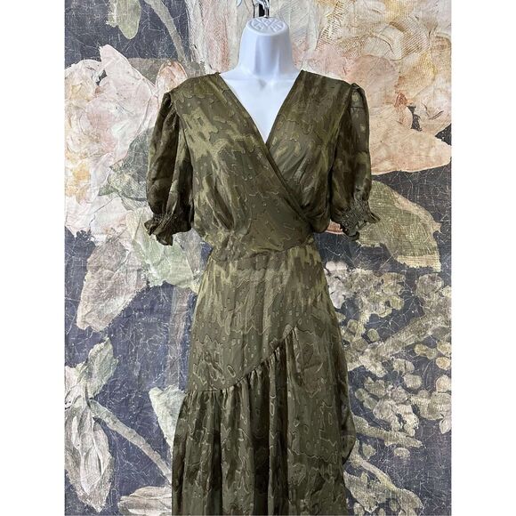 New Anthropologie Biscayne Ruffle Wrap Dress size L - Picture 9 of 10